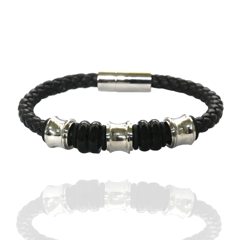 
Factory supply superior quality cool hand custom engrave leather rope charm bracelet new arrival luxury bracelet for man 