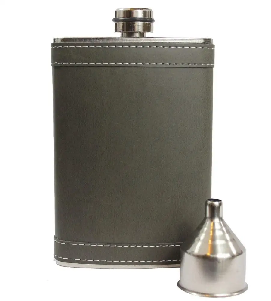 8oz plain smooth polish surface hip liquor flask perfect gift for men