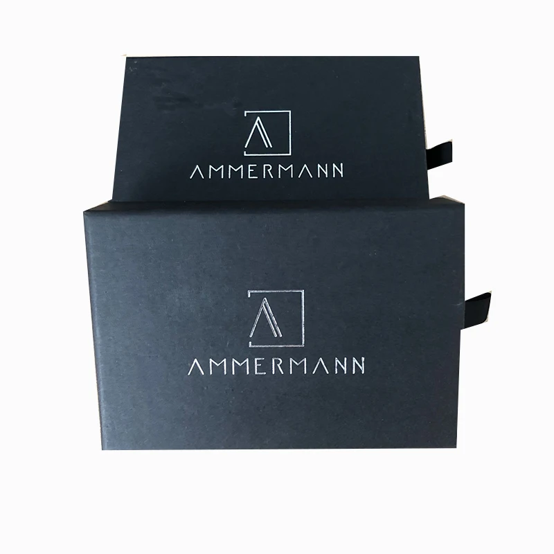 Выдвижной ящик для упаковки на заказ черный квадратный картонный бумажник коробка бумажника