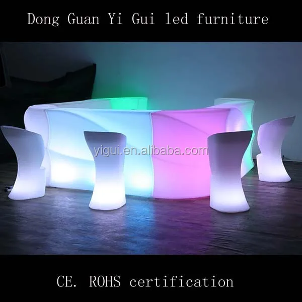 PE material Illuminated Remote Control Led Bar Table for party