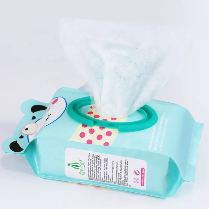 80pcs Wholesaler Bamboo Baby Wipes Customized Sticker Soft Touch Pure Water Wet Tissue