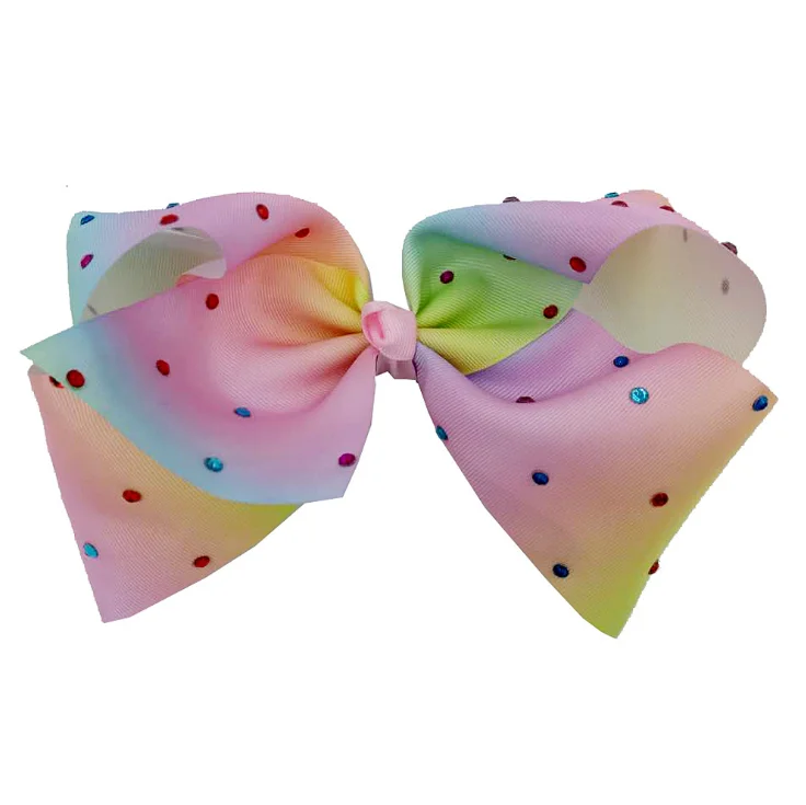 
New JOJO rainbow gradient, hot drill bow tie hairpin 18CM bow tie child hairpin headwear 