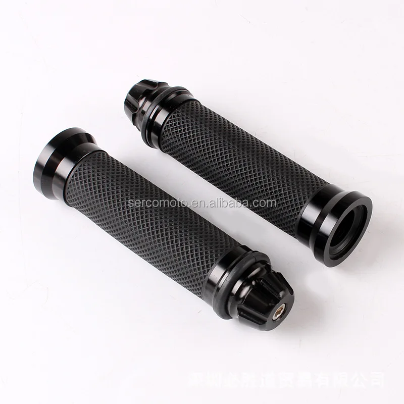 Нескользящие ручки для мотоциклов с ЧПУ из алюминия и ПВХ подходят для руля 7/8 дюйма (22 мм)