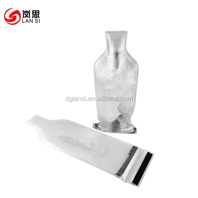 Reusable Wine Bottle Travel Protector - Bags with Double Air Bubble Cushion Inner Skin and Leak Proof