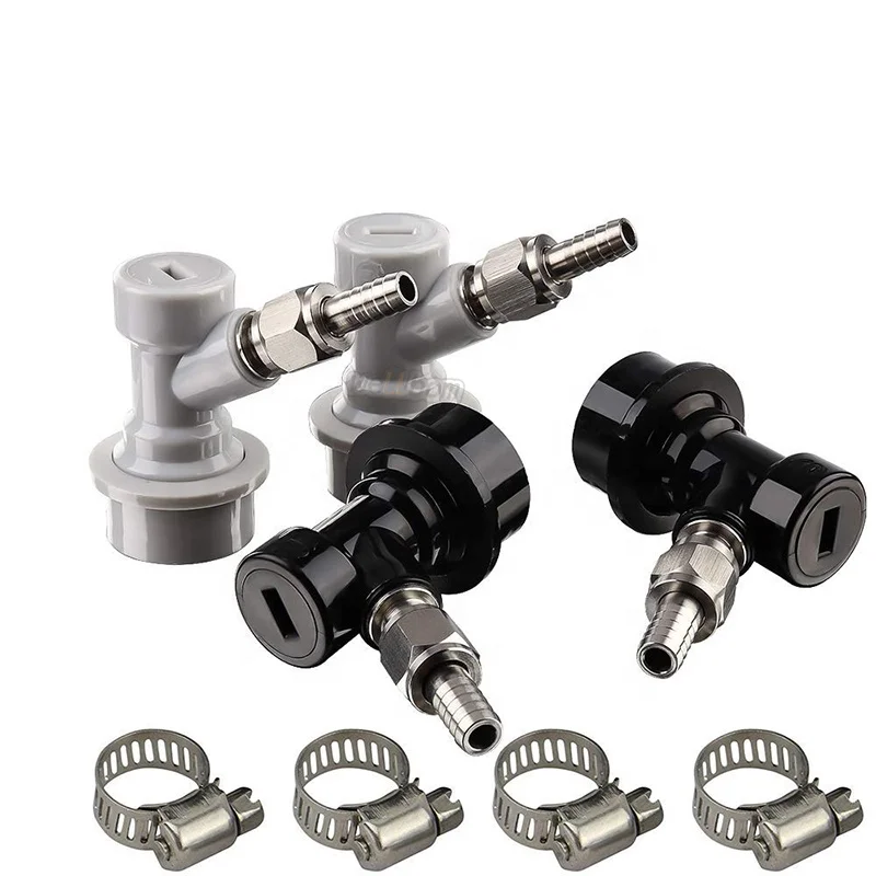 Ball Lock Keg MFL Disconnects Kit, Keg Fittings with Stainless Steel Swivel Nuts 5/16 Gas, 1/4 Liquid Barbed & Worm Clamp