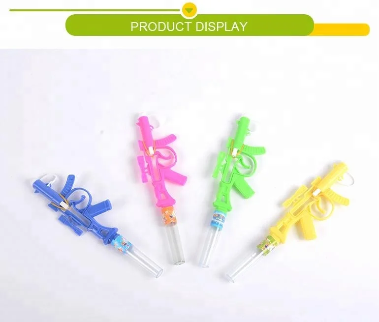 shooting game plastic mini rubber band missile toy candy gun for kids