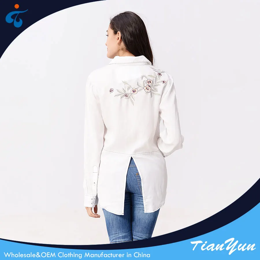 Latest design good quality wholesale casual fancy white blouse for ladies