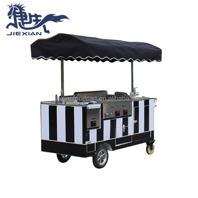 JX-CR180 New Arrival Mobile Kitchen Food Cart Truck Outdoor/ Customized China Hand Push Fryer Crepe Mobile Food Cart