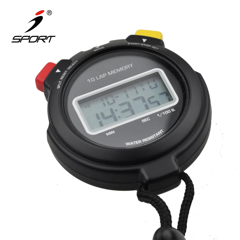 Professional 10 Lap/Split Memory Handheld LCD Gym Chronograph Timer for Racing