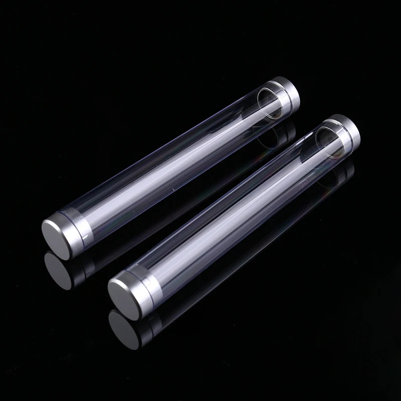 Custom logo promotional metal pen box round cylinder clear Visible plastic packaging for high quality single pen set NO.0859