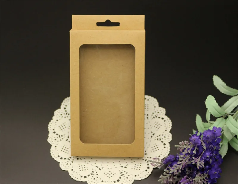 175*105*17mm phone Case Retail Packaging with blister Hang Hole blank Kraft Paper Package with PVC Window Pouch Case Box Package