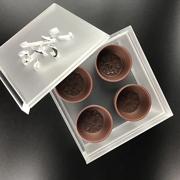 Модная акриловая коробка для хранения чайных чашек с раздвижной крышкой оптом