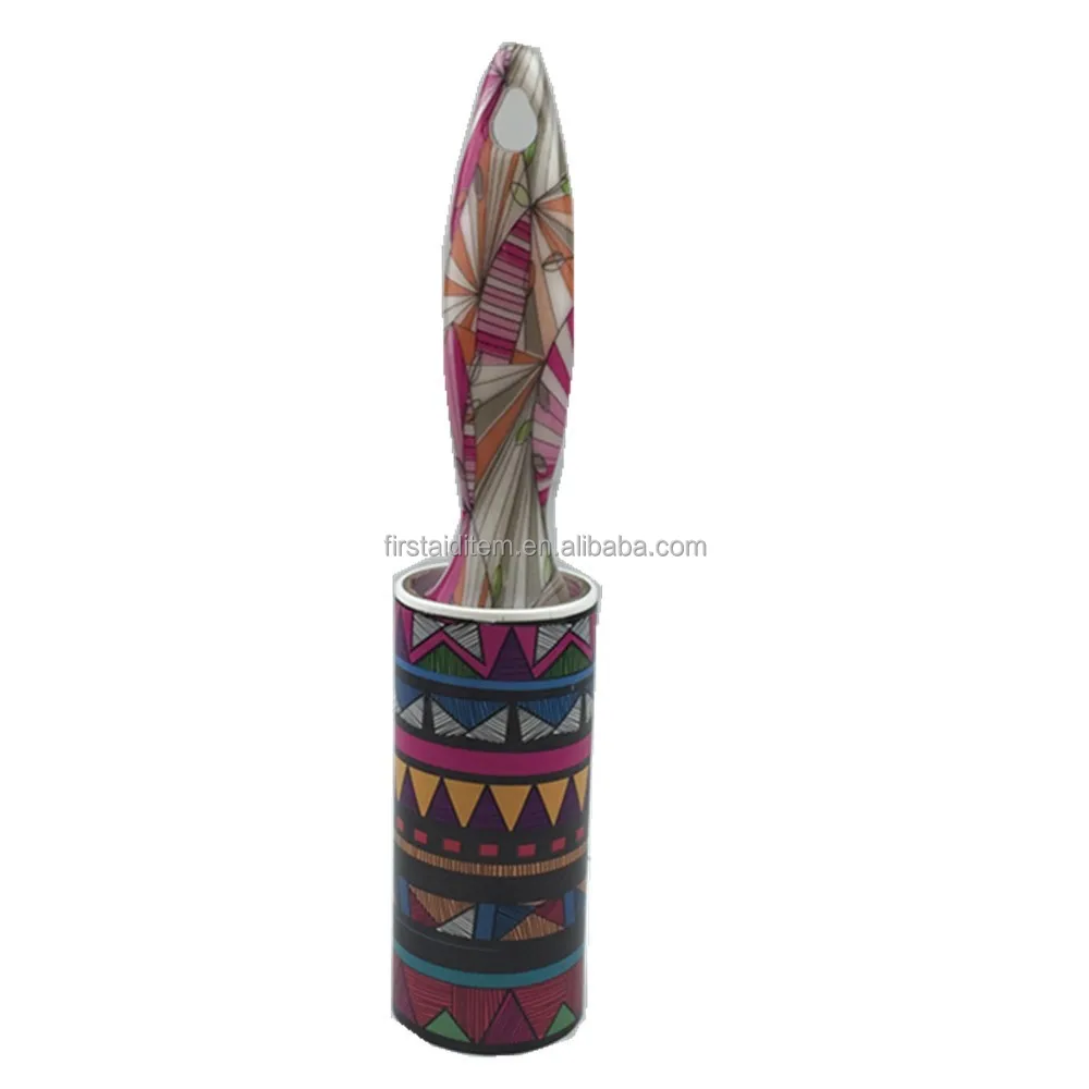
adhesive pick up lint roller with printed handle sticky lint brush 