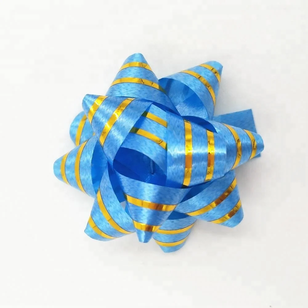 50 PCS In PVC Box Colorful PP Ribbon With Gold Line Star Bow