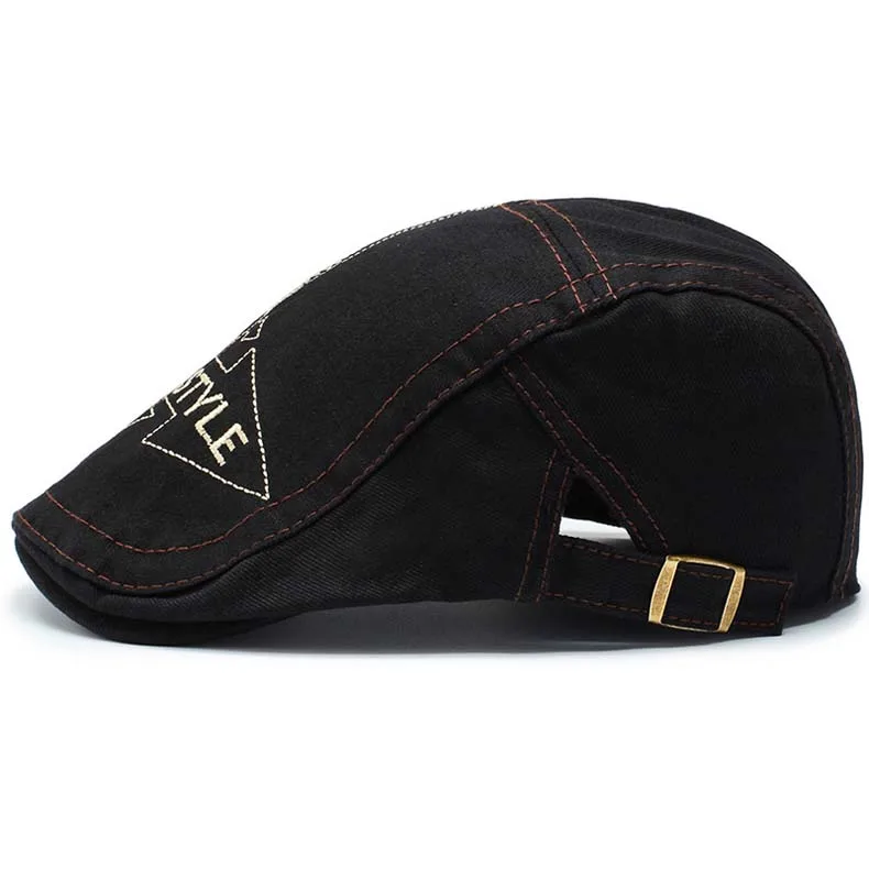 Cabbie Homme Breathable Fashion Letters Embroidery Flat Caps For Men Hat Unisex Beret Denim Forward Cap Women Sun Hats Berets