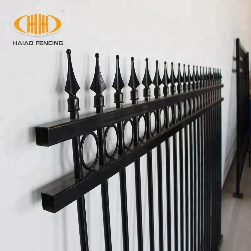 Beautiful wall boundary black tubular steel fence panel