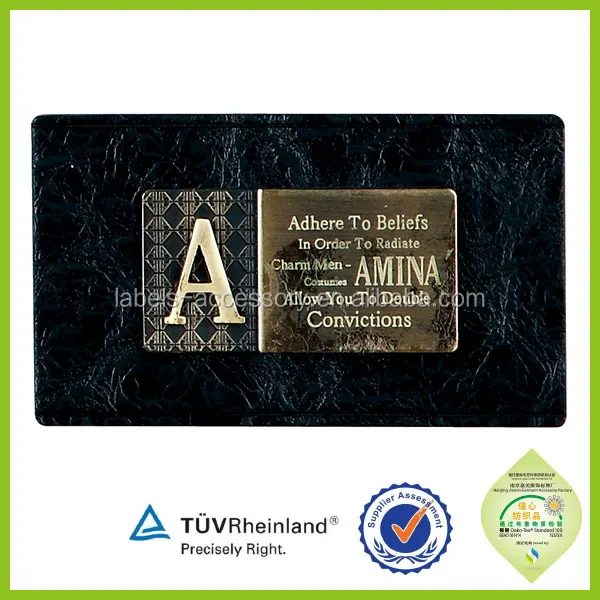 custom jeans leather patches with metal logo