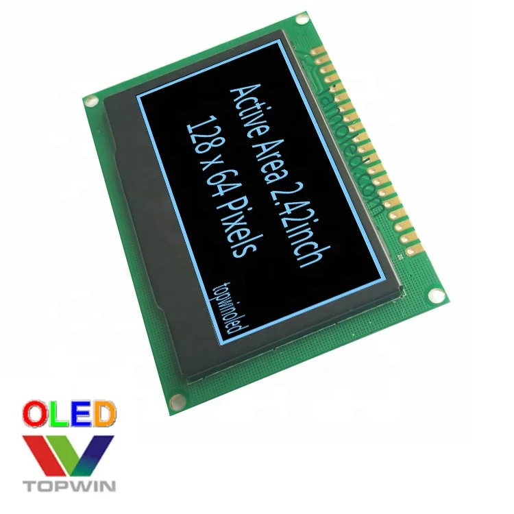 2.4' 2.42inch 2.42 inch 128x64 pixels green color oled module with PCB board TW28641240A05 ssd1309 driving IC multi Interface