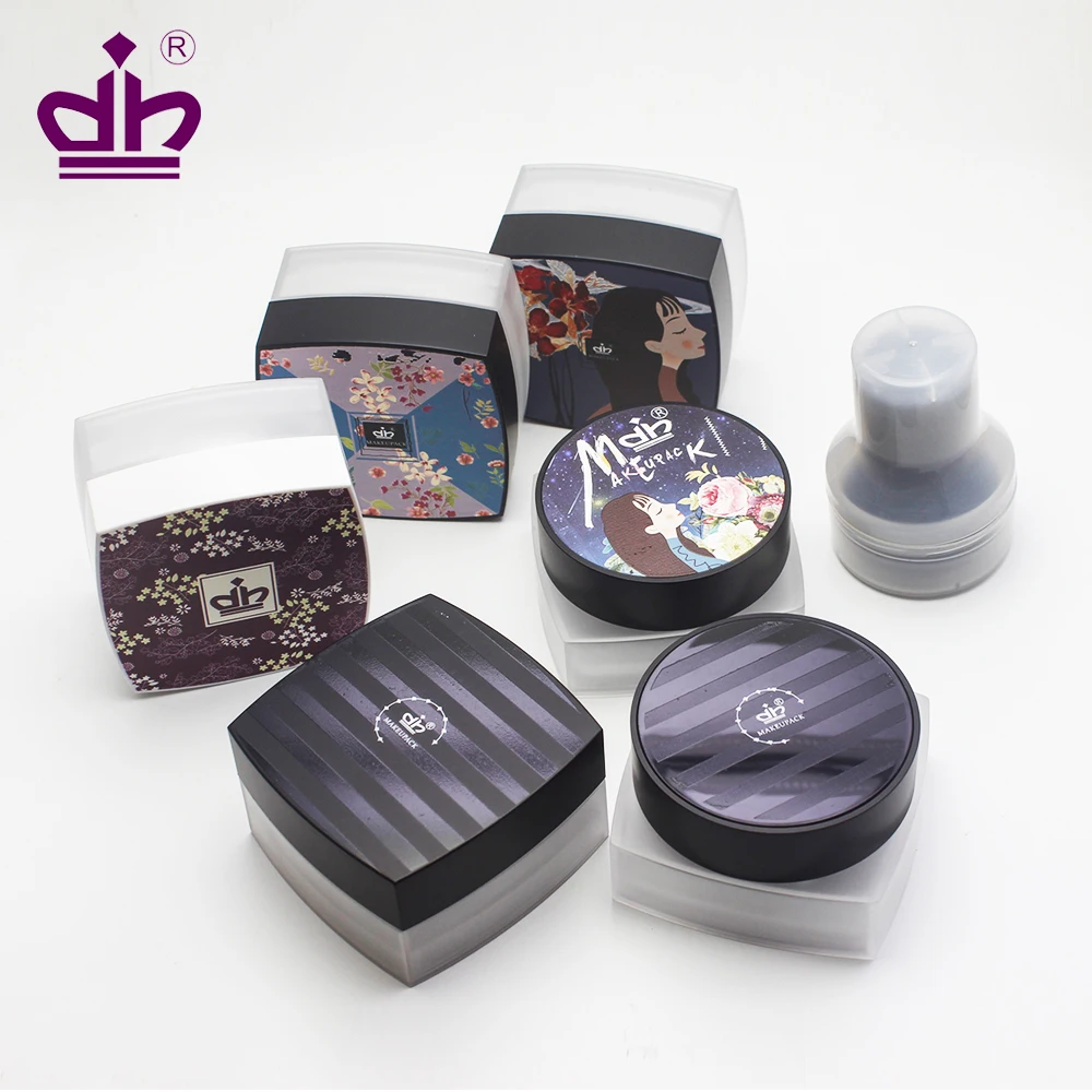 3d printing square clear compact loose powder container cosmetic packaging jar sifter