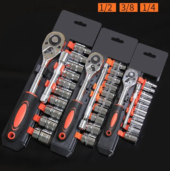 High Quality 1/2-Inch Drive Quick Release Ratchet and Cr-V Metric Sockets Set