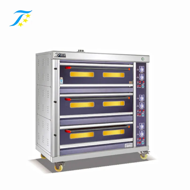 
3 Deck 9 Trays Oven Bakery,Single Phase Electric/Gas Oven 9 Trays 