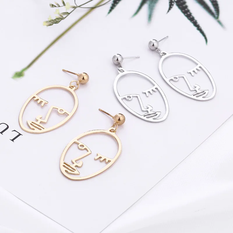 Alloy Fashion Vintage Abstract Statement Face Earrings