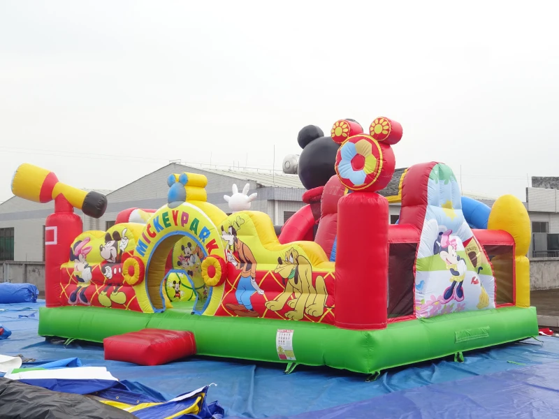 Outdoor Playground Mickey Mouse Inflatable Bouncer with Basketball Hoop