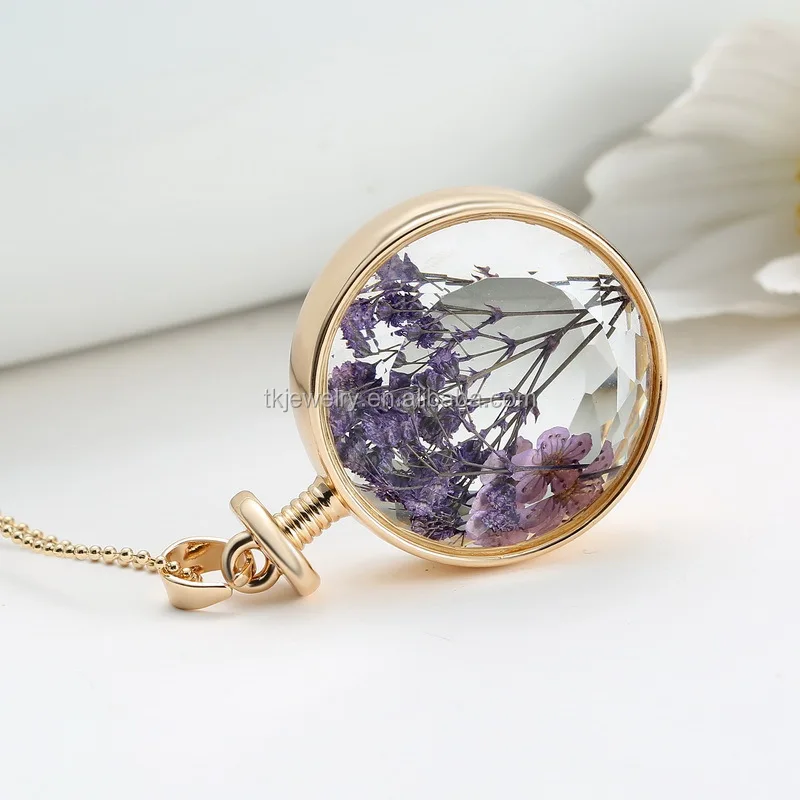Hot Sale Glass living Necklace with Coin Locket Pendant Necklace Charm Necklace Wholesale