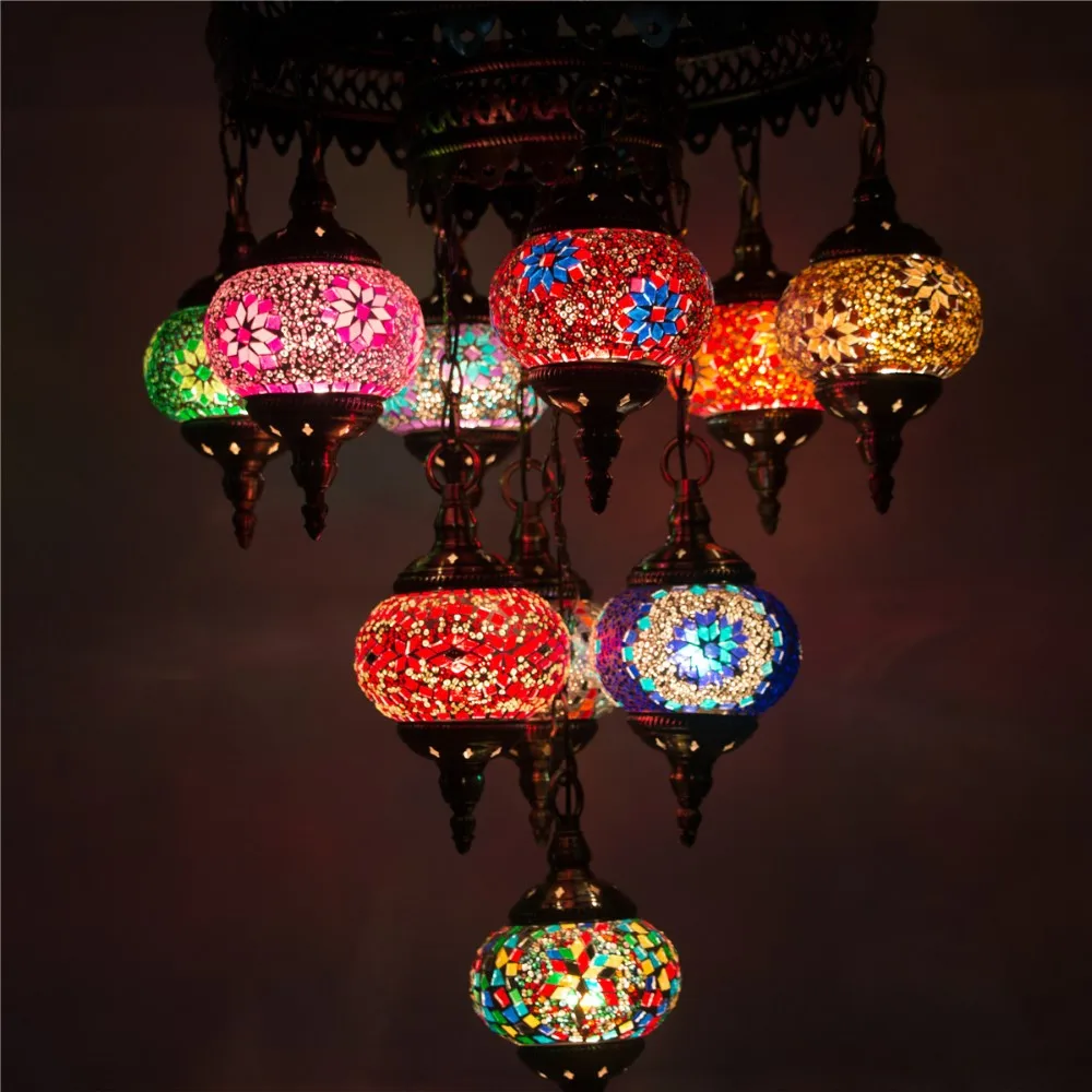 CC10M01 chandelier light handmade mosaic big turkish lamps
