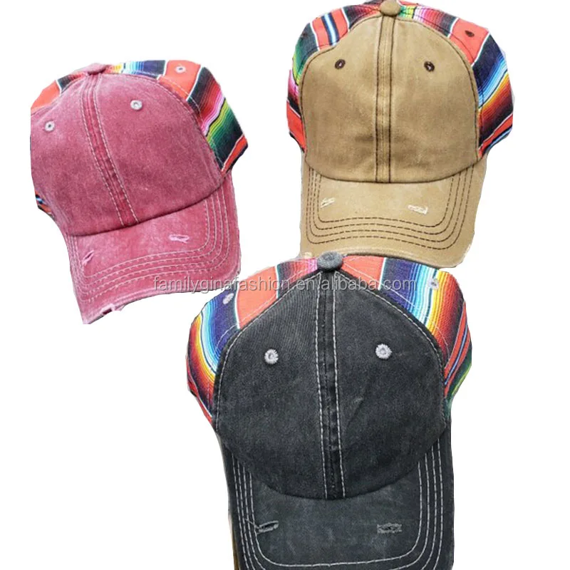 Wholesale Monogrammed Adjustable Colorful Serape Striped Baseball Cap