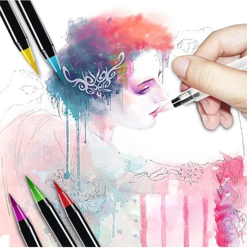 Promotional Quality Amazon Hot Sale Non-toxic 20 colors watercolor brush pen set art markers