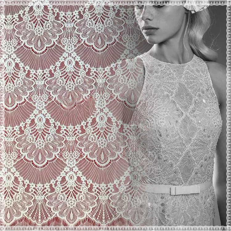Newest top grade royal classy fashion high quality white french guipure tulle lace fabric