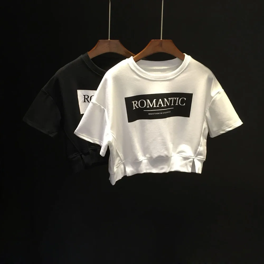 Футболка женская с логотипом на шелковом экране, Модный укороченный топ, дышащая черная рубашка в стиле хип-хоп, оптовая продажа, по заказу завода-изготовителя