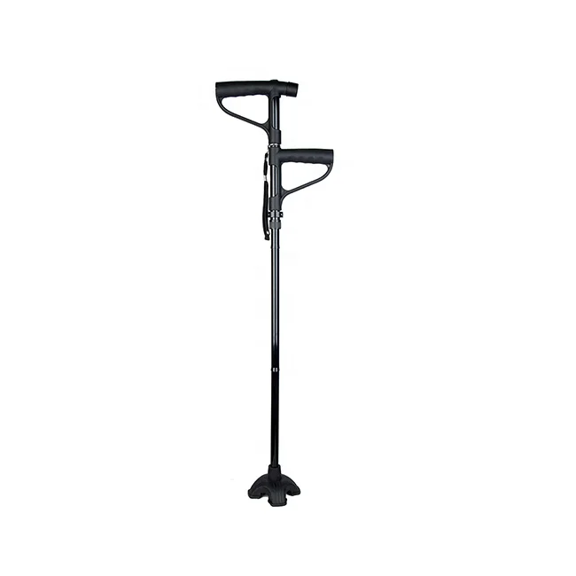 Aluminium Crutch Folding Walking sticks with Two Handles LED Easy Up Cane For Elderly