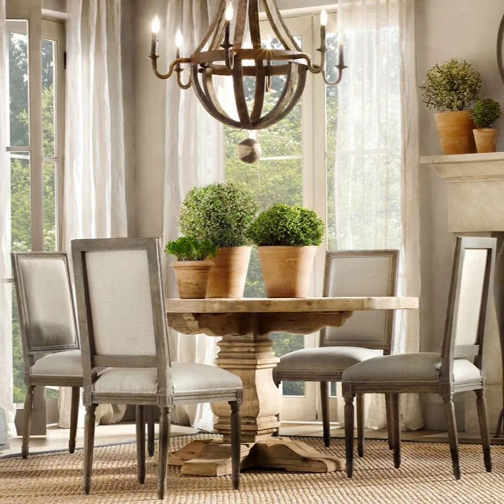 Wholesale Solid Wood Room Furniture Restaurant Used Banquet Linen Fabric Loui Ghost Wooden Dining Chair