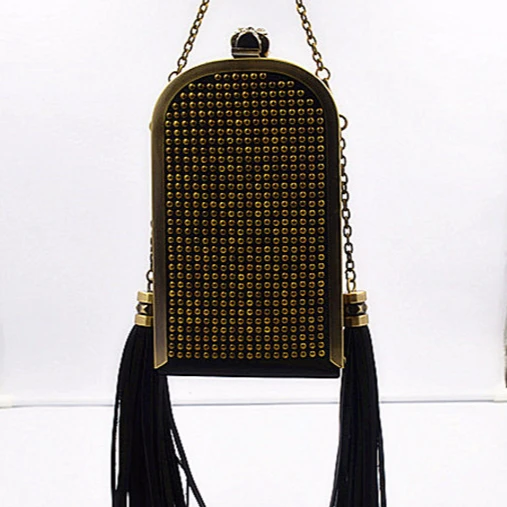 Металлический Новый Ретро клатч с кисточками для дам, Корейская версия акриловых коробок-клатчей