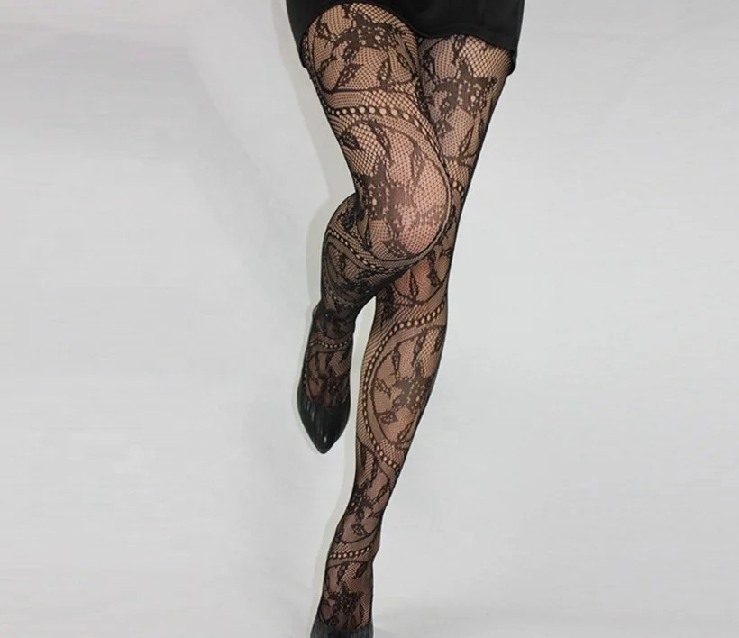 Retro hollowed out sexy women net black socks lace mesh sex pantyhose totem tornado stockings