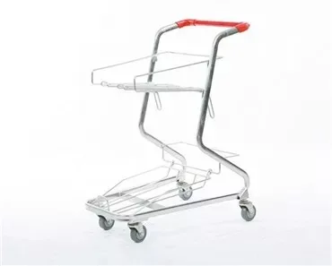 
Double Layer 2 Tiers Basket Shopping Trolley Cart for Supermarket with Handle Push 