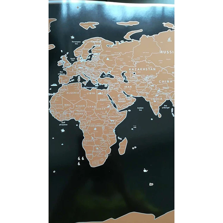 
New Promotion package size 62*5.5cm world map to scratch 