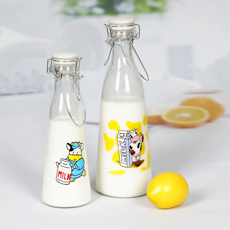 
glass milk set of 5, glasses with decal, glasses with rack 