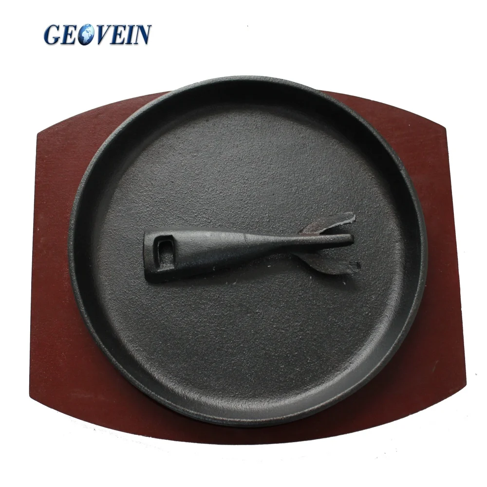 Лидер продаж, чугунная круглая пластина с деревянным основанием, сделано в Китае