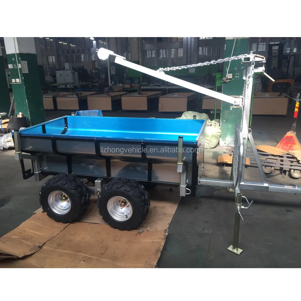 Chine Best 360 degree revolved boom 1.5T load capacity atv mesh trailer,atv timber trailer with crane,atv tipping trailer