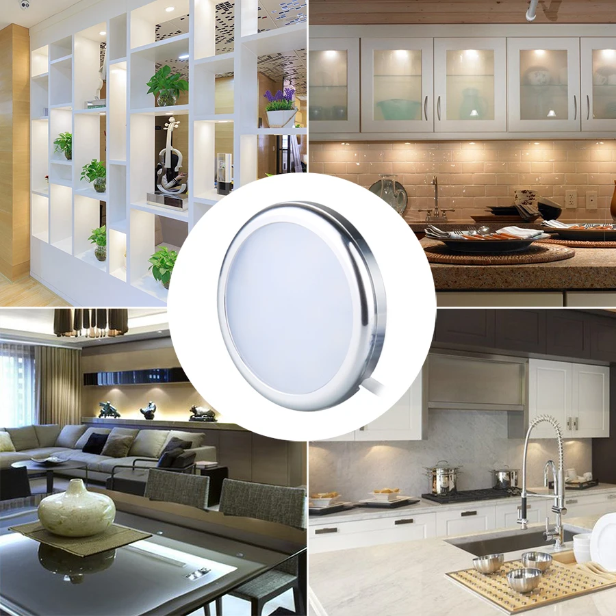 Indoor Round DC12V small cabinet puck lights for Shelf Cupboard Showcase Lighting
