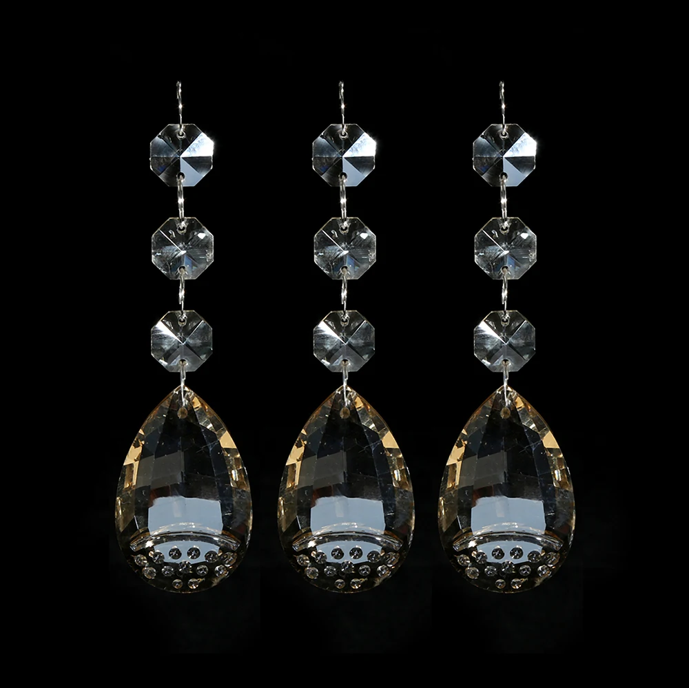 
DIY 14mm octagon bead garland chain hanging crystal chandelier prism pendant ornament for home wedding 
