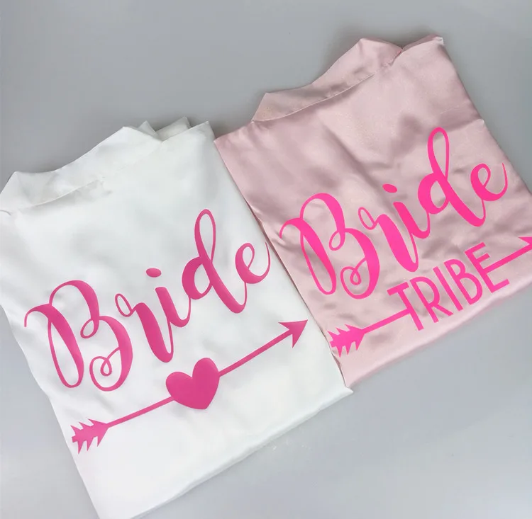 
C&Fung Wedding Robes for Bride Bridesmaids Personalized hot pink neon pink Bridal Party Robes gorgeous bride tribe Custom Gifts 