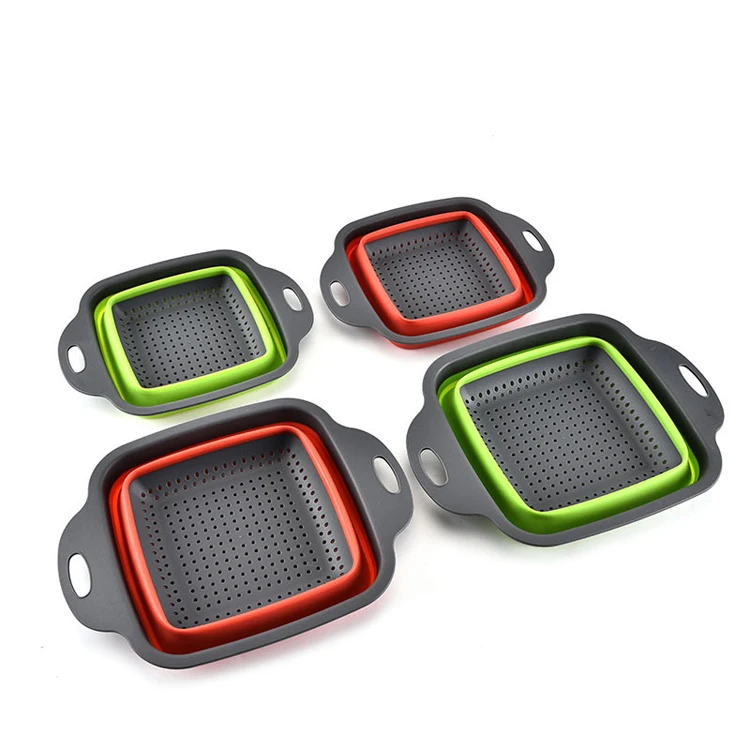 3pcs Set Heat Resistant Kitchen Floor Silicone Drain Sink Clip On Food Collapsible Strainer