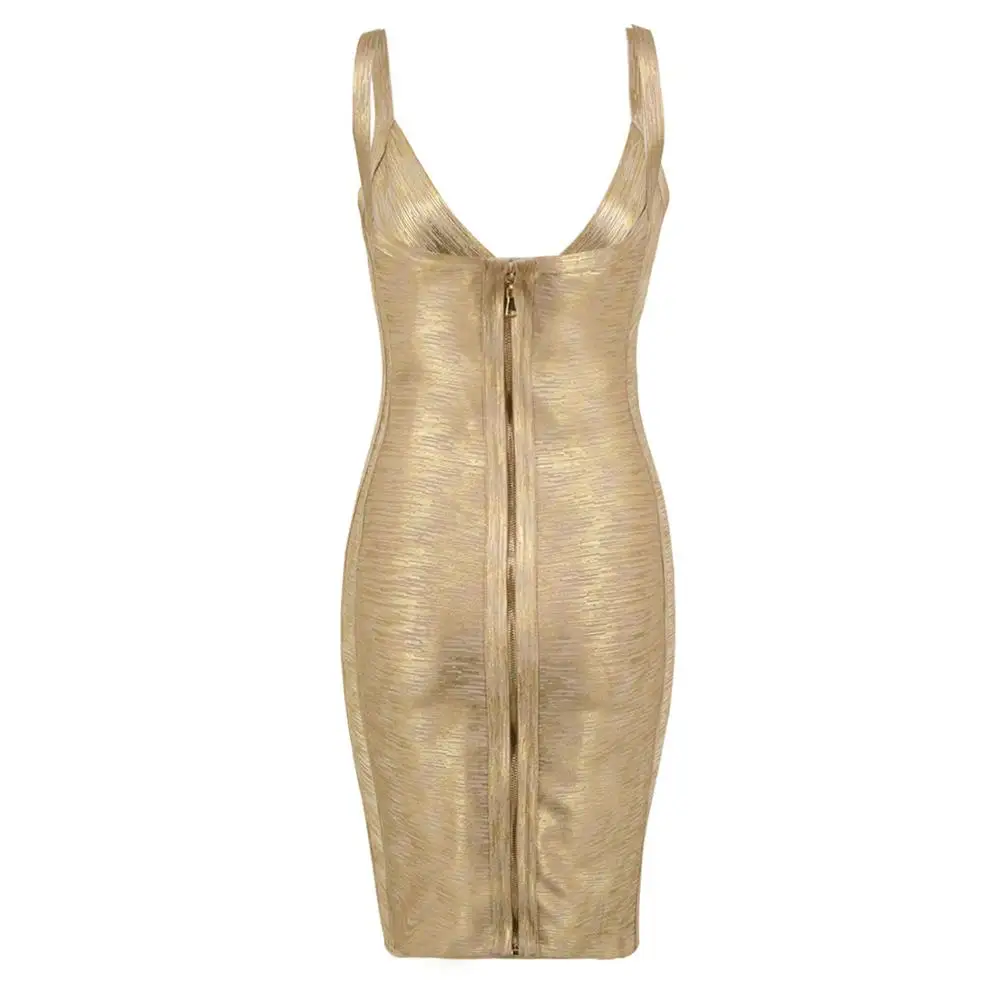 2021 New Arrival Fashion Dress Hot Sexy Gold Bandage Dress Wholesale