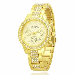 new style stone diamond beautiful geneva luxury lady watch bracelet watch women fashion watch wholesale
