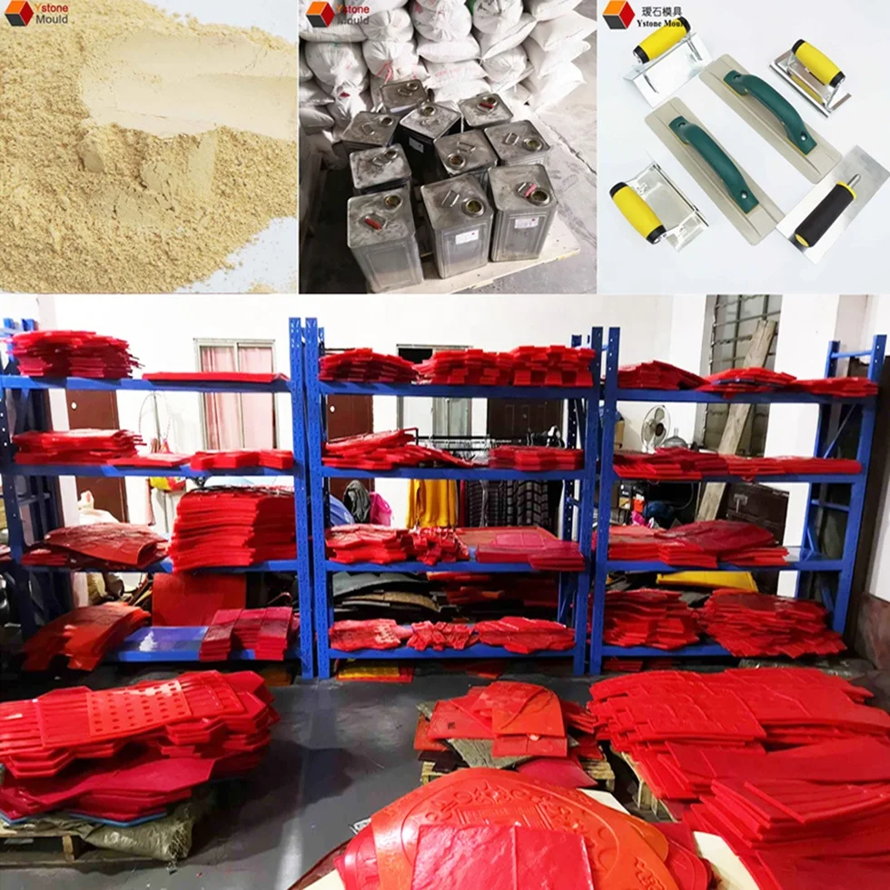 Flexible rubber concrete stamp mats mould for pavement