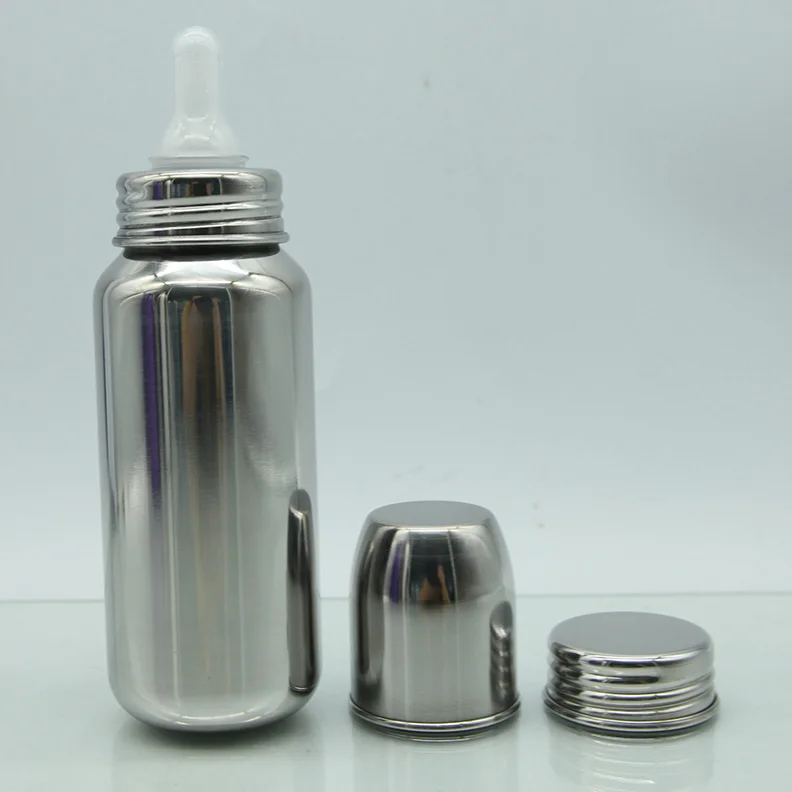
New style creative single wall stainless steel small capacity 120ml and 240ml lovely little baby milk feeding bottle 
